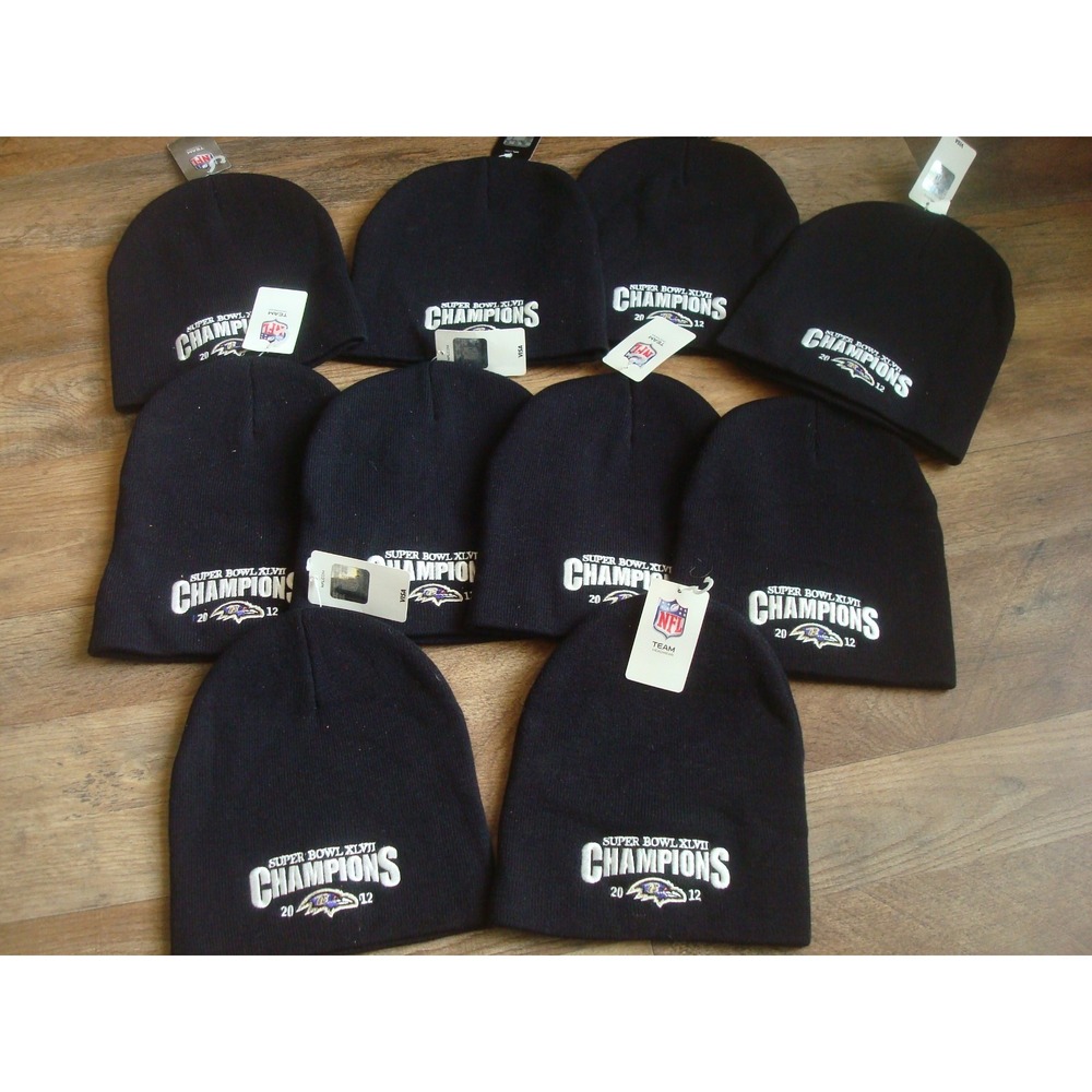 10PC LOT BALTIMORE RAVENS  BEANIE KNIT TOBOGGAN Y2K WHOLESALE  VINTAGE‎ HAT CAP